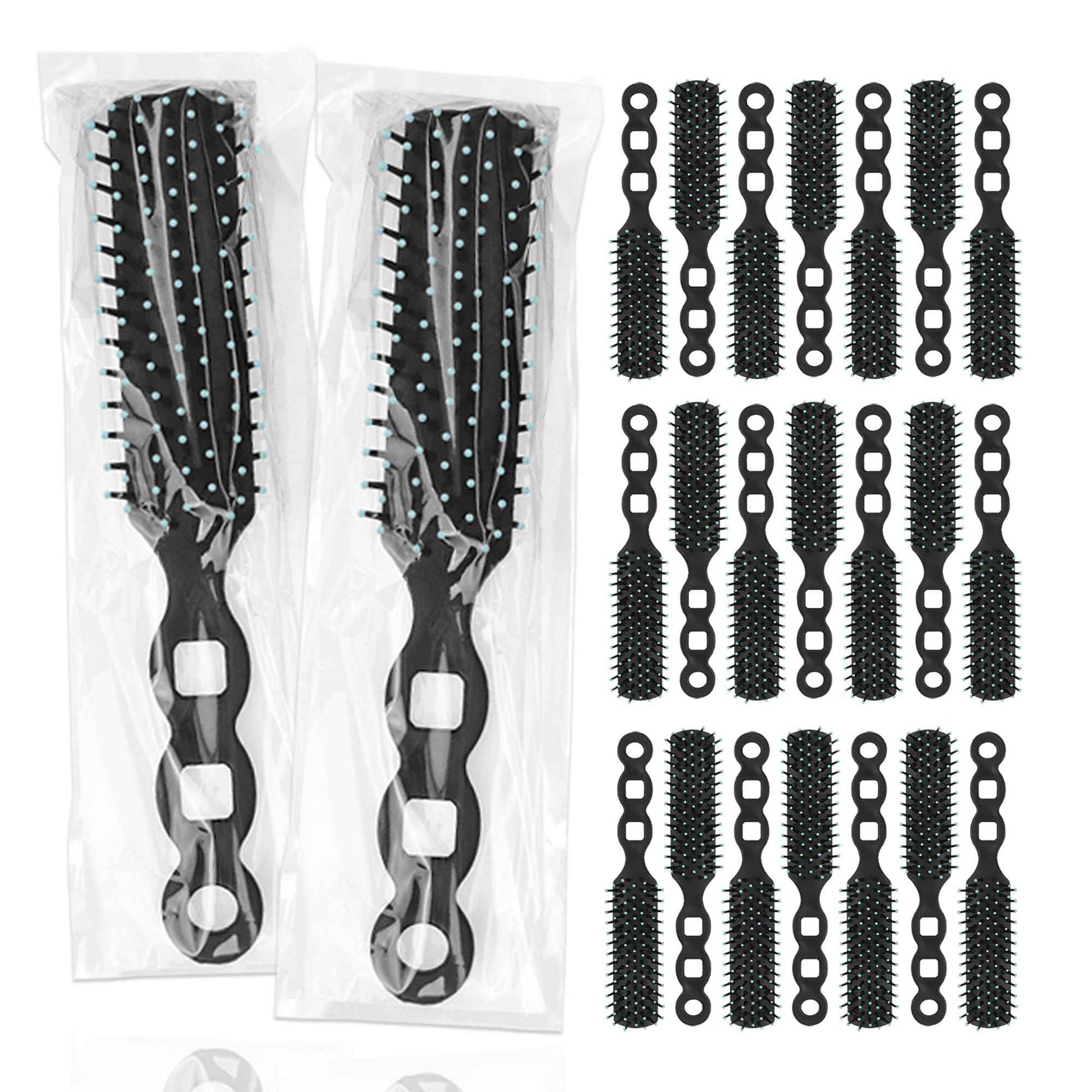 Bulk Hair Brushes for Homeless Individually Wrapped, Hair Brush Bulk, 100pcs Hair Brush for Curly Hair Suitable for Homeless,Shelter,Air Bnb/Hotel, Black