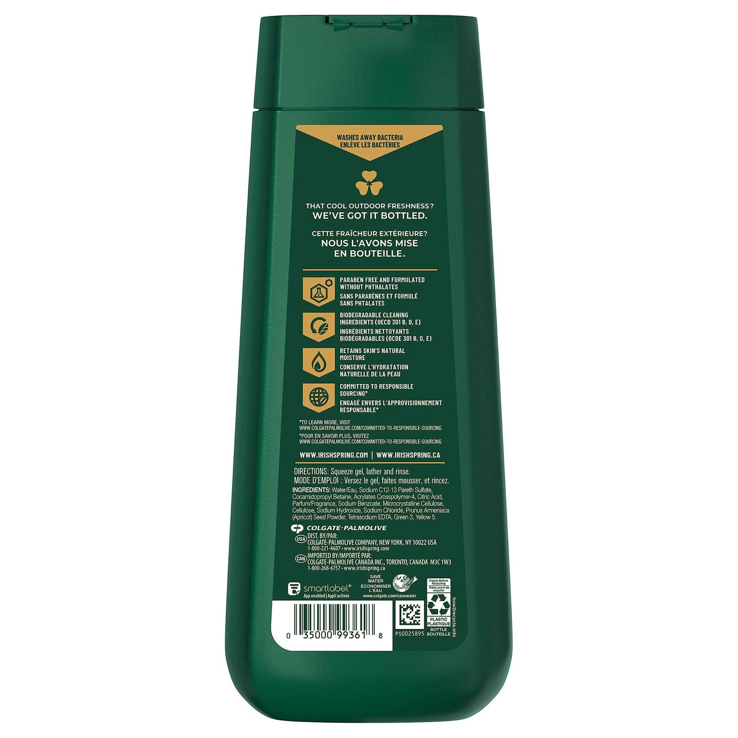 Irish Spring Mens Body Wash, Active Scrub Exfoliating Body Wash for Men, 20 Fl oz (Pack of 4)