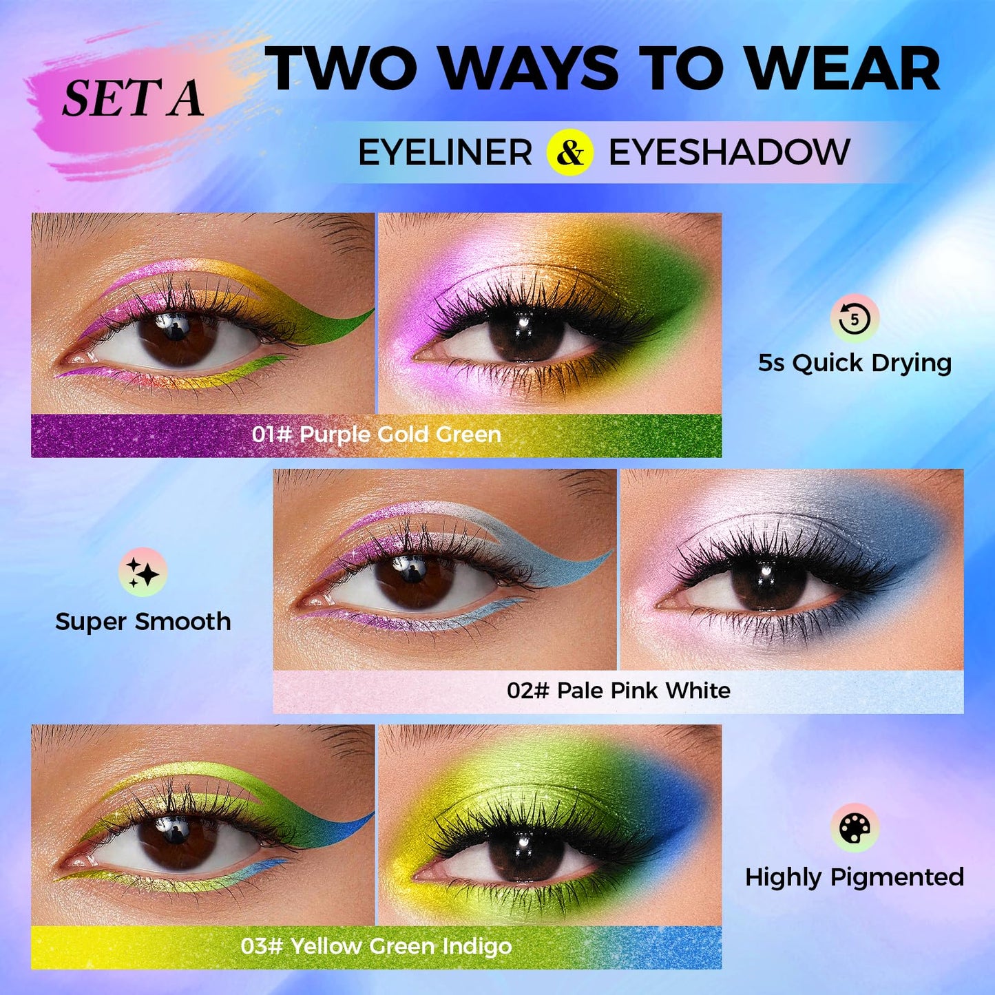 Multichrome Eyeliner, Colored Eyeliner Penclis with Retractable,Glitter Eyeliner Pencil for Halloween Makeup,Waterproof Eyeliner Pen,24h Long Lasting Eye Liner Smudge Proof Eye Pencil