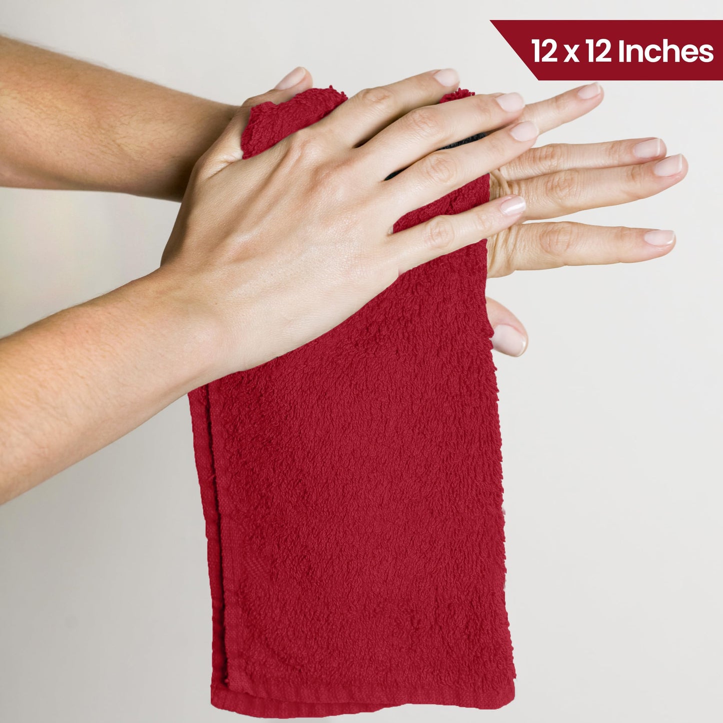 Utopia Towels 24 Pack Cotton Washcloths Set - 100% Ring Spun Cotton, Premium Quality Flannel Face Cloths, Highly Absorbent and Soft Feel Fingertip Towels (Red)