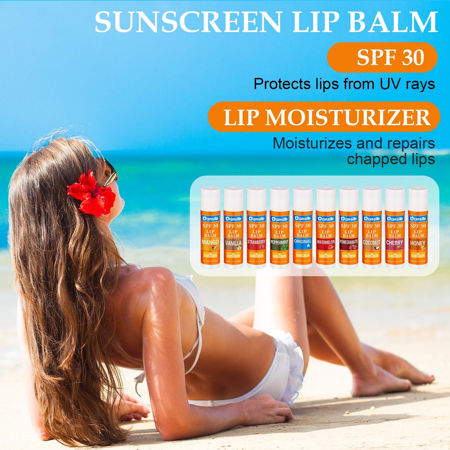 Dansib 30 Pcs SPF 30 Lip Balms Sunscreen Lip Balms Sticks with Sunscreen Bulk Employee Staff Appreciation Gifts Bulk Team Coworkers Christmas Party Gifts for Outdoor Travel Beach