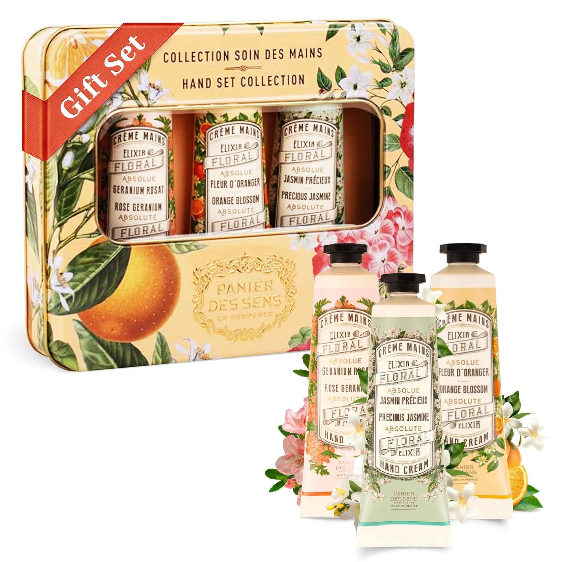 Panier des Sens - Mini Hand Cream Set - Birthday, Gifts for Women - Orange Blossom, Jasmine, Geranium Natural Hand Cream - Gift Ideas Made in France - 96% Natural - Hand Lotion Travel Size 3x1 Floz
