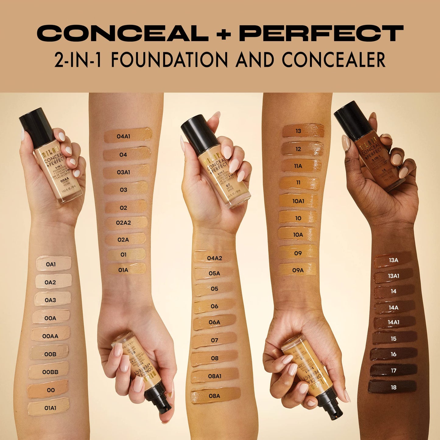 Milani Conceal + Perfect 2-in-1 Foundation + Concealer - Warm Chestnut (1 Fl. Oz.) Cruelty-Free Liquid Foundation - Cover Under-Eye Circles, Blemishes & Skin Discoloration for a Flawless Complexion