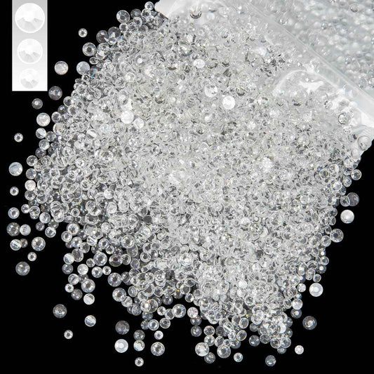 qiipii 3mm 4mm 5mm Mix Transparent Resin Rhinestones for Crafting Clear Flatback Jelly Gems Stones Bulk SS10 SS16 SS20 No-Hotfix Diamonds for Nails Face Eyes Makeup Tumblers Bottles DIY Crafts Clothes