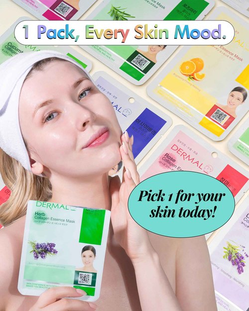 DERMAL 78 Combo Pack Collagen Essence Korean Face Mask - Hydrating & Soothing Facial Mask with Panthenol - Hypoallergenic Self Care Sheet Mask for All Skin Types - Natural Home Spa Treatment Masks