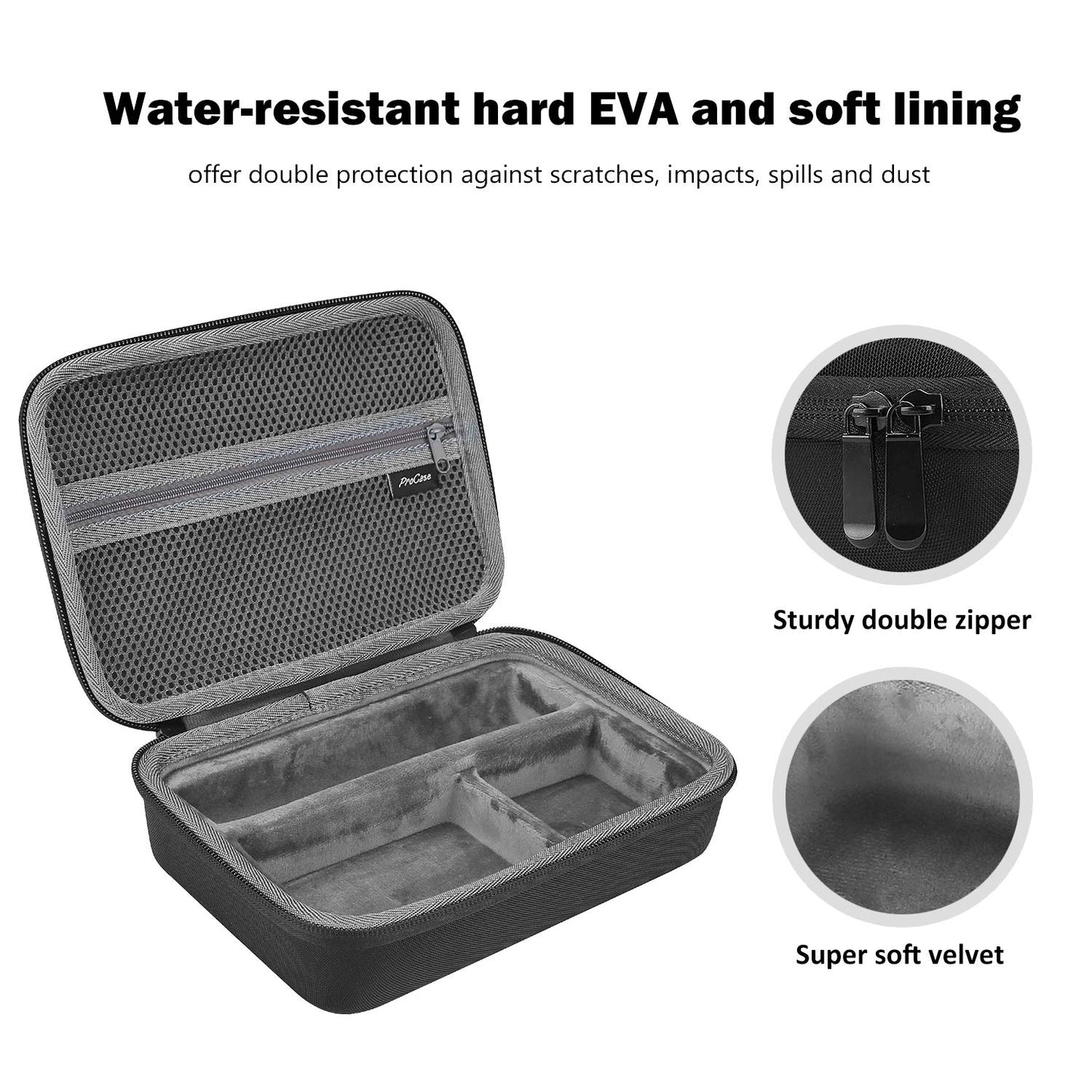 ProCase Hard Travel Case for Multigroom Series 3000 5000 7000 MG3750 MG5750/49 MG7750/49 Men's Electric Trimmer Shaver and Attachments Father's Day Gift -Black