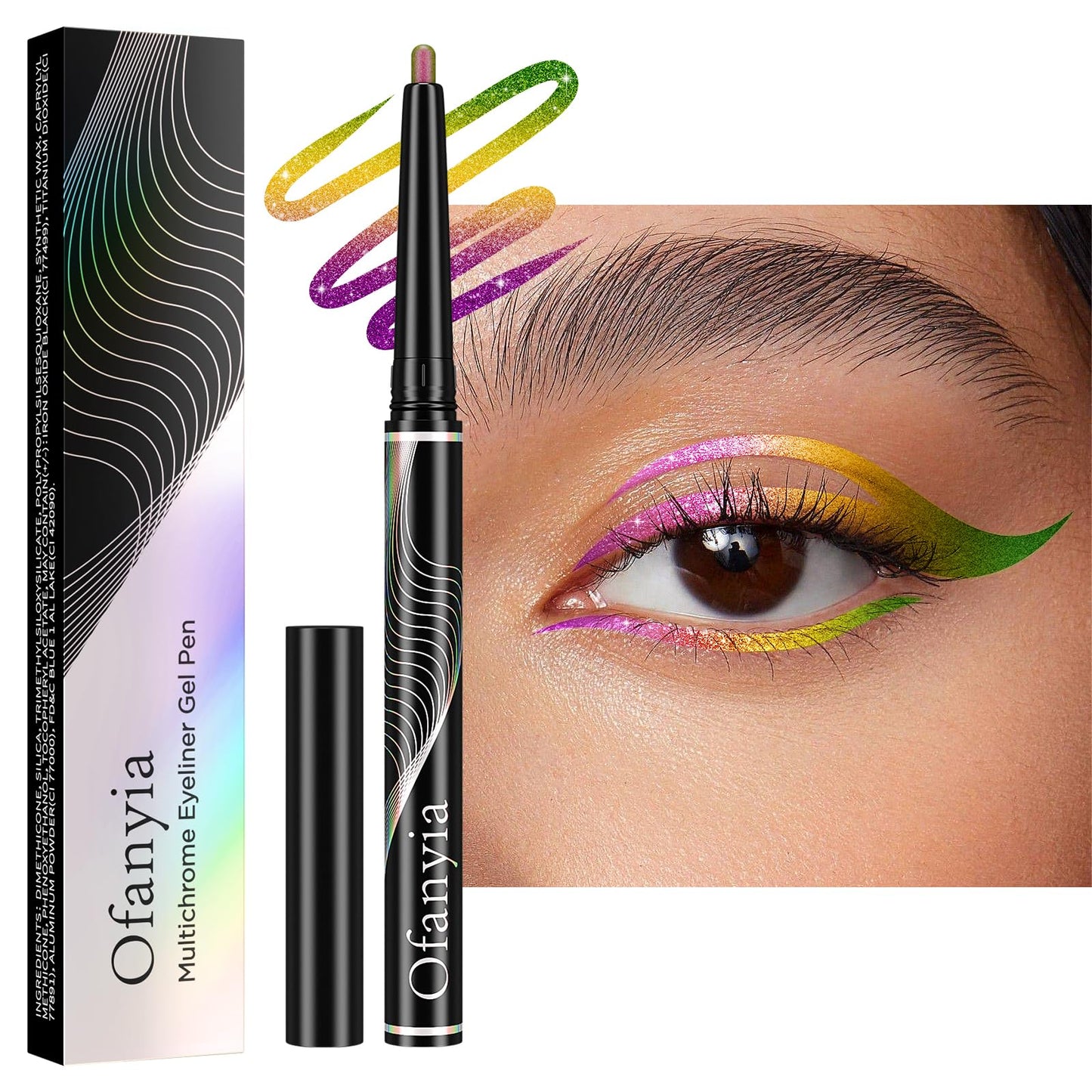 Multichrome Eyeliner, Colored Eyeliner Penclis with Retractable,Glitter Eyeliner Pencil for Halloween Makeup,Waterproof Eyeliner Pen,24h Long Lasting Eye Liner Smudge Proof Eye Pencil