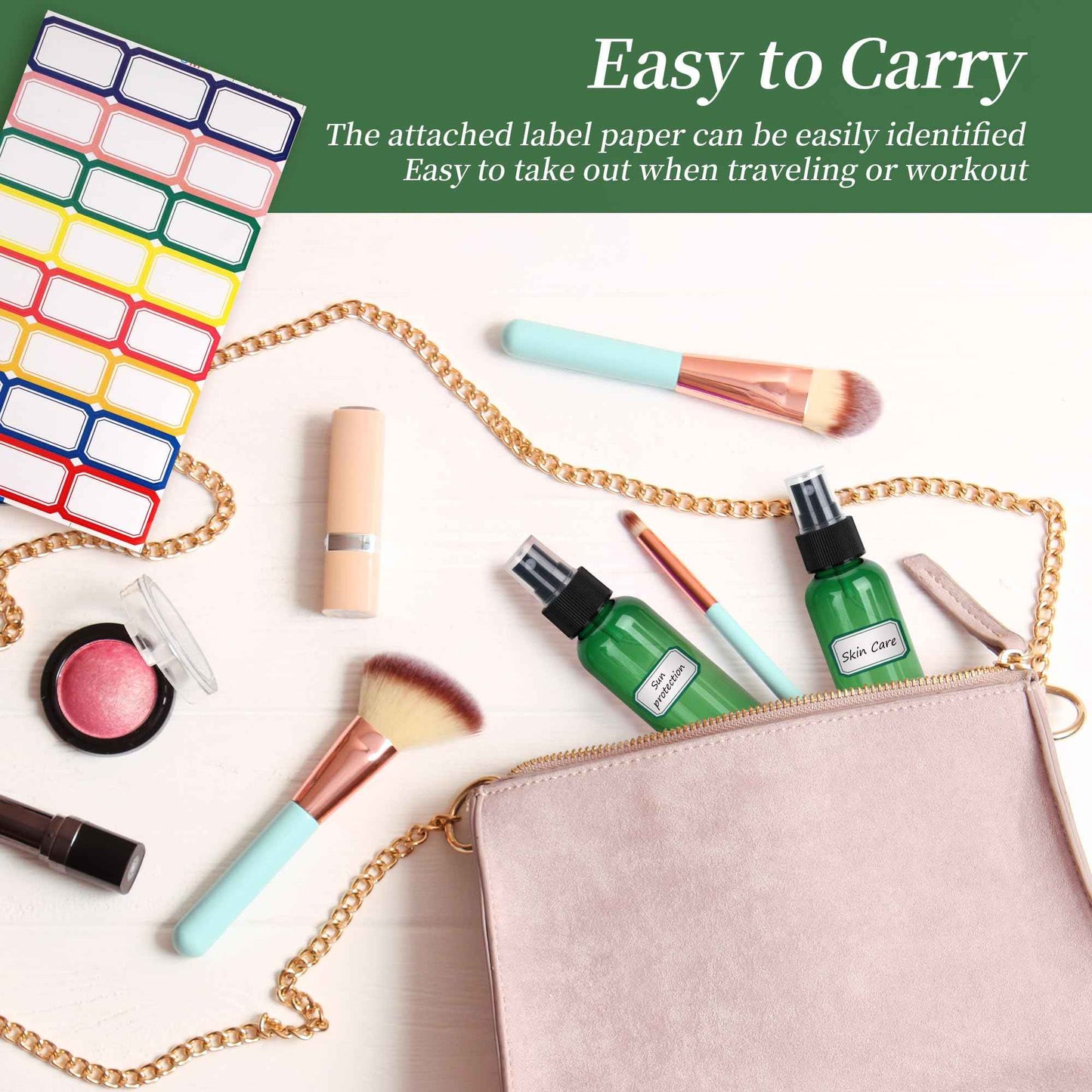 YEUIKERR 36 Pack Green Fine Mist Small Spray Bottles 2 oz/60 ml Plastic Spray Bottles Refillable Empty Mini Travel Sprayer Bottle Bulk for Essential Oils