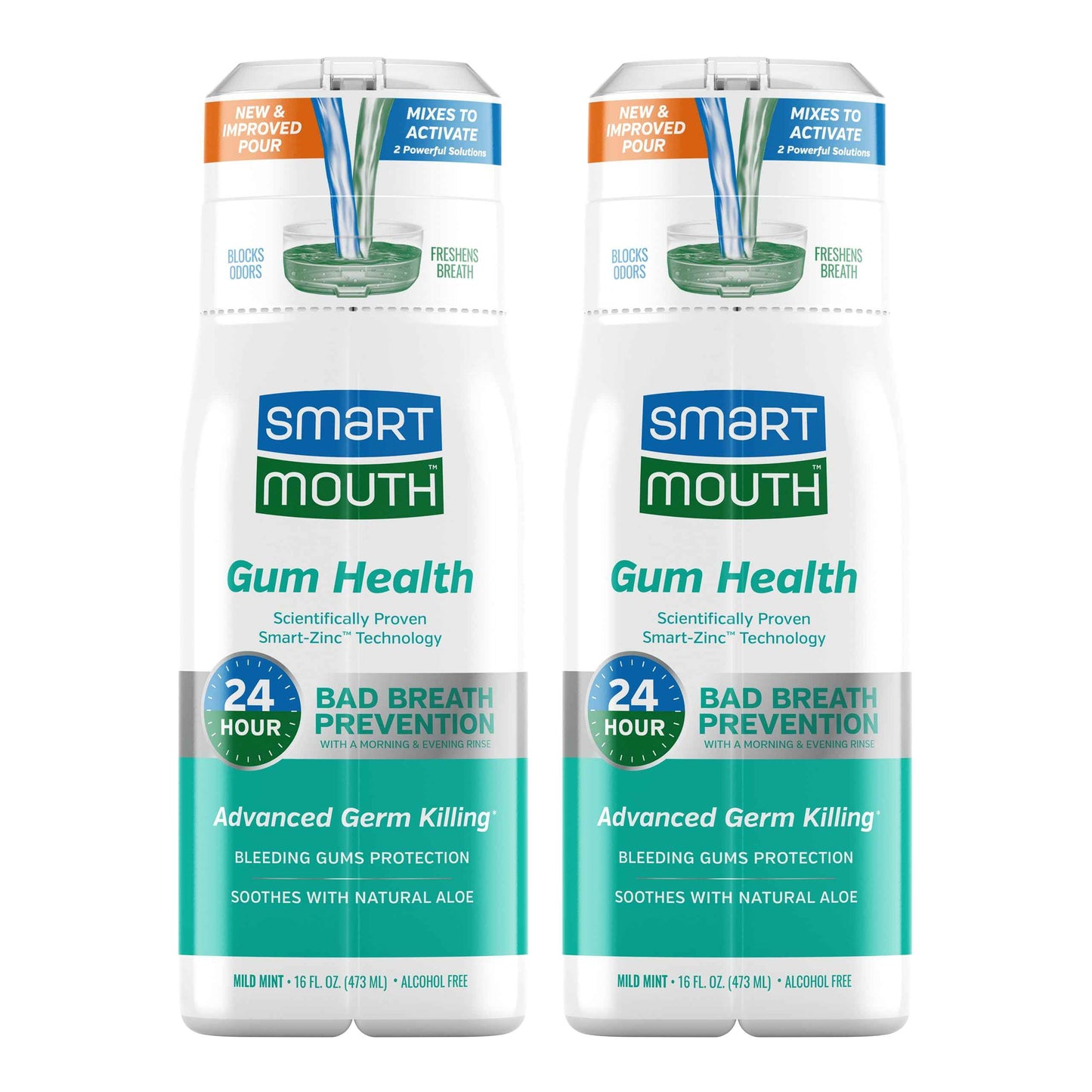 SmartMouth Gum Health Zinc Activated Breath Rinse 16oz, 2 Pack