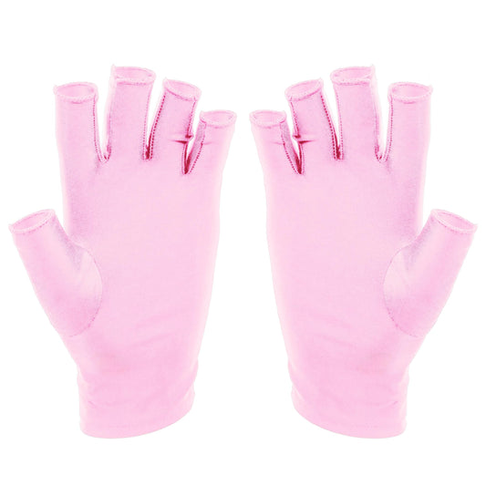 SUNUV LED Gloves for Gel Nails, UPF 50+ Anti UV Gloves for Gel Nail Lamp, Professional UV Gloves for Nail Techs Pink Gloves