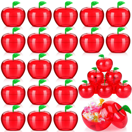 Lallisa Plastic Apple Container Valentine Apple Container Teacher Gifts Bulk Back to School Candy Holder Snow Party Apple Decorations for Valentine Wedding Christmas Party Favor(100 Pcs)