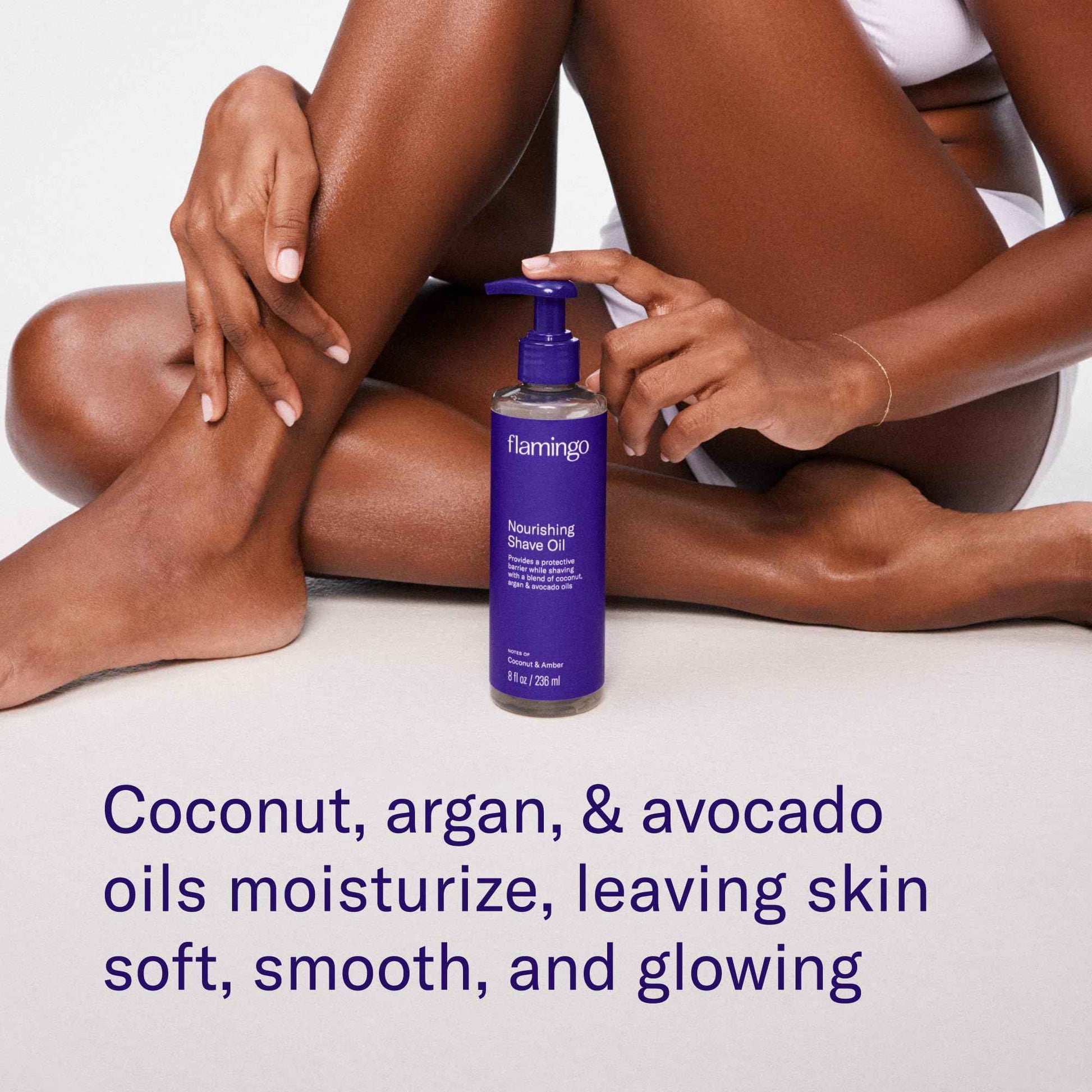 Flamingo Nourishing Shave Oil for Women with Coconut, Argan, & Avocado oils, 8 FL OZ, Pack of 3