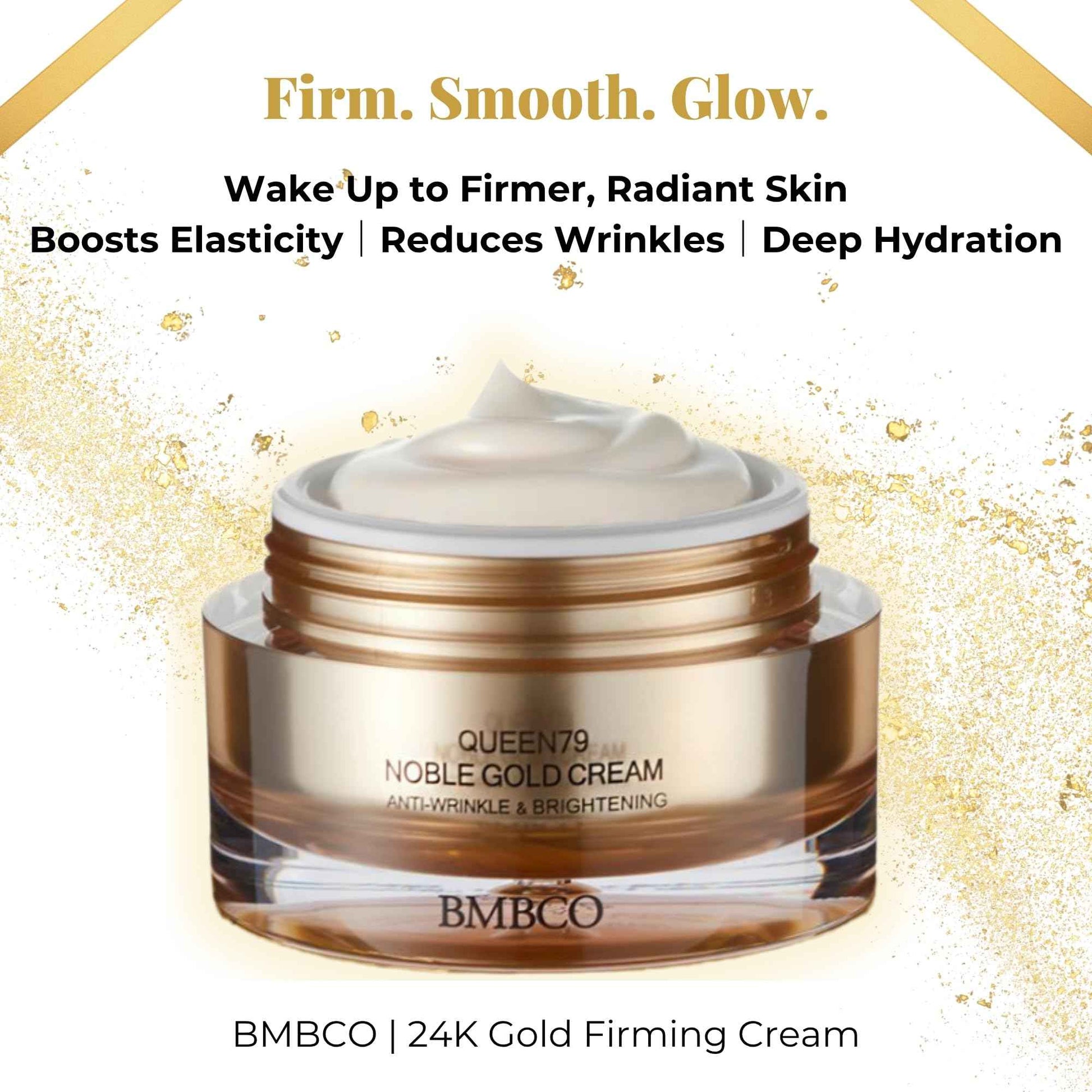 BMBCO 24K Gold Firming Cream – Hydrating Korean Moisturizer with Collagen & Hyaluronic Acid | Improves Elasticity & Visible Radiance | For Face, Neck & Eyes – 50ml