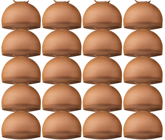 Teenitor Wig Caps, 20 Pack Stretchy Nylon Skin Tone Wig Application Caps for Women and Men - Brown