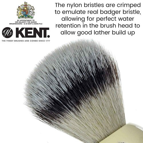 Kent Infinity Plus Shaving Brush with Ultra-Soft Silvertext Synthetic Badger Brush - Perfect Lather and Shaving Brush made for Shave Cream and Shaving Soap - Kent Luxury Shaving Since 1777