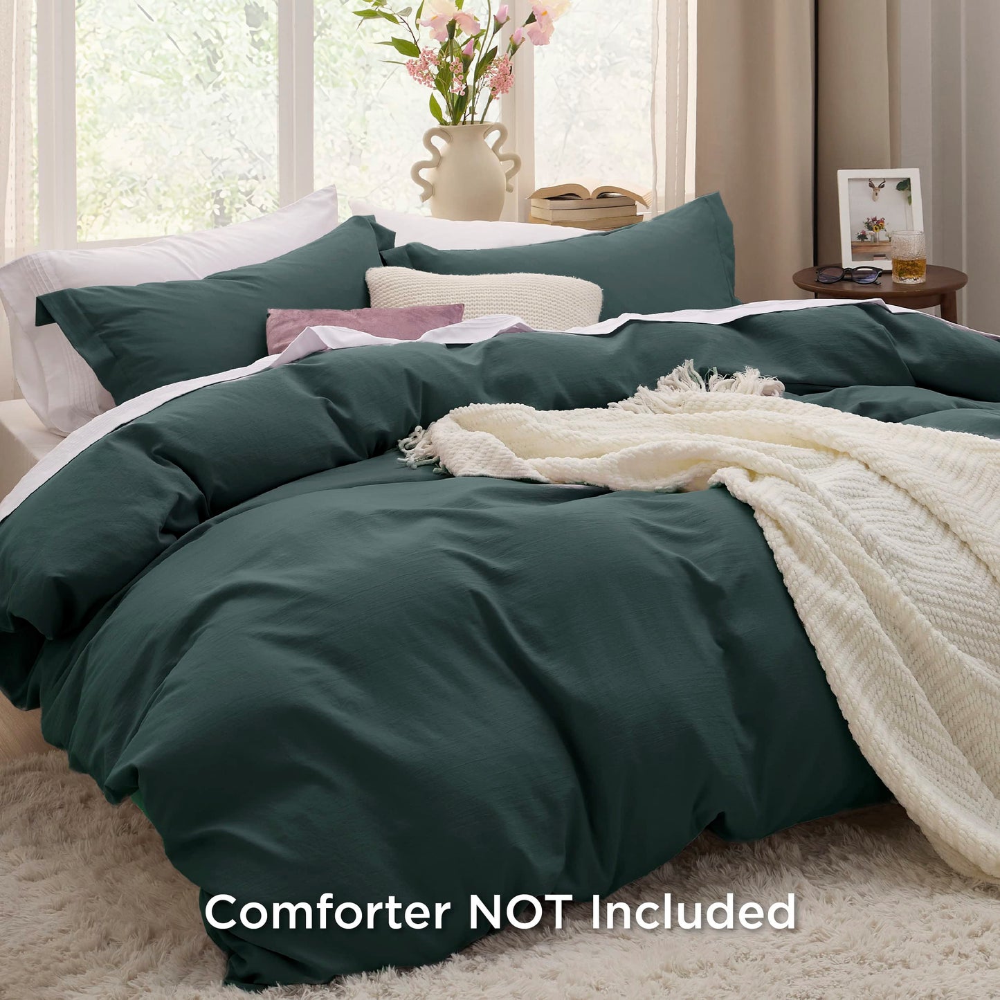 Bedsure Forest Green Twin Duvet Cover Set - Soft Prewashed Duvet Cover Twin Size, 2 Pieces, 1 Duvet Cover 68x90 Inches with Zipper Closure and 1 Pillow Sham, Comforter Not Included