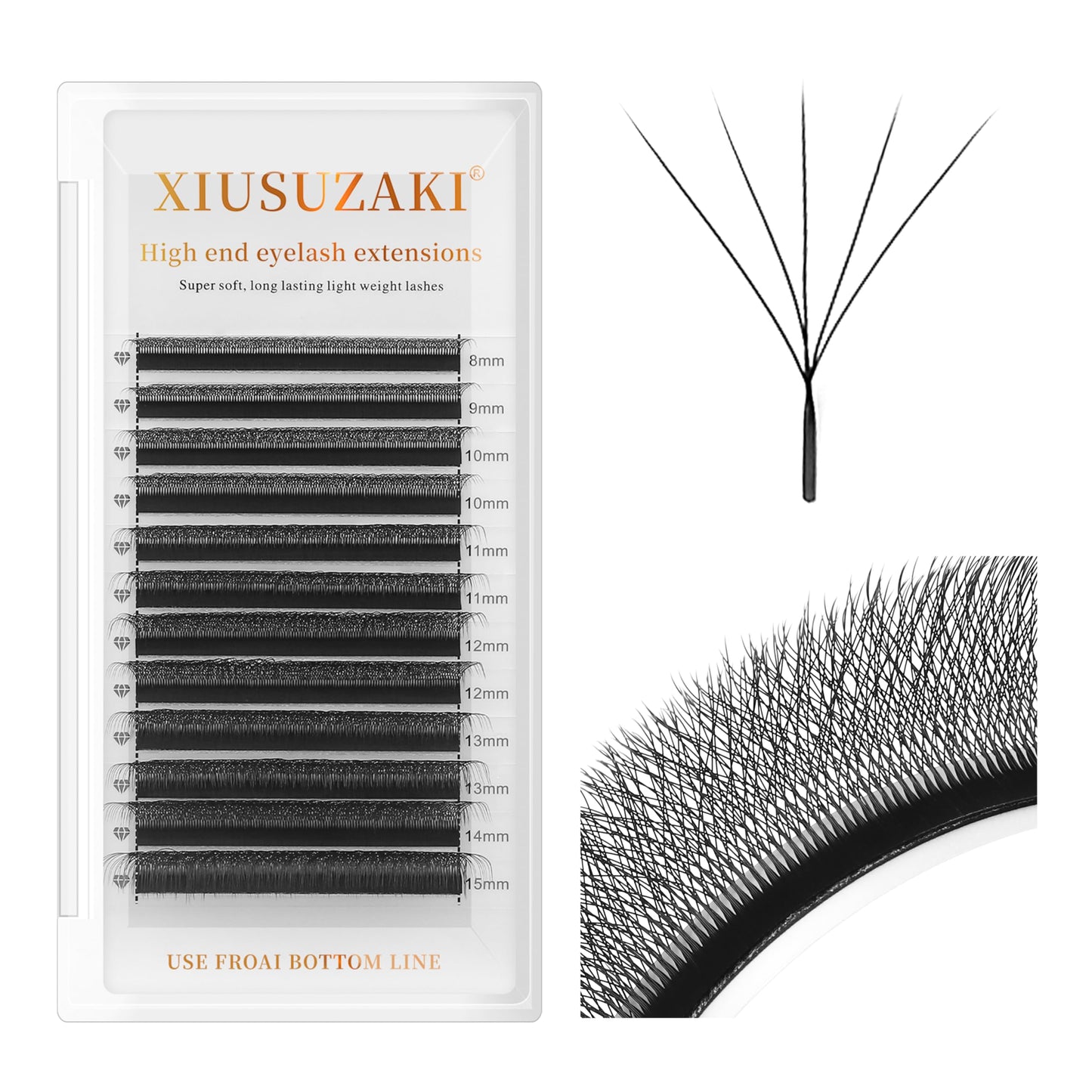 Lash Extensions 5D Eyelash Extensions W Lashes 0.07mm Thickness D Curl Lashes Mix 8-15mm Soft Lash Trays Pestañas Pelo a Pelo Natural Matte black False Eyelashes Individual Lashes(W-5D-0.07-D,8-15mm)