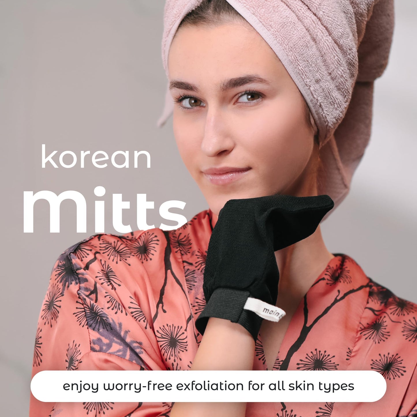 MainBasics Korean Exfoliating Mitts - Deep Body Scrubber Exfoliator Gloves for Dead Skin, Spray Tan Removal, Keratosis Pilaris and Body Scrub - 100% Viscose Fiber (Set of 2)