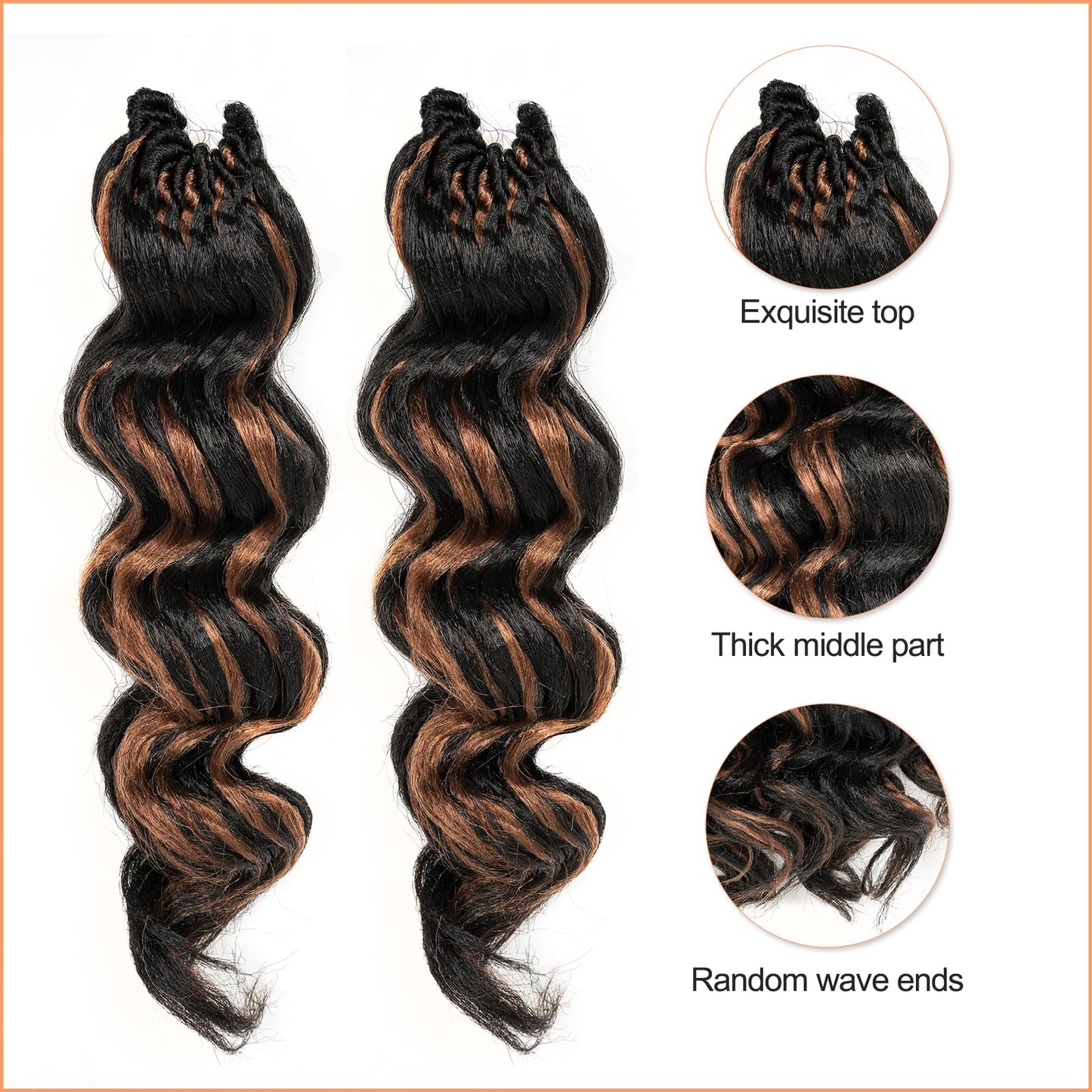 Toyotress Ocean Wave Crochet Hair - 12 Inch 8 Packs Black Mix Brown Crochet Braids Deep Twist Synthetic Braiding Hair Extensions (12 Inch, P30-8P)