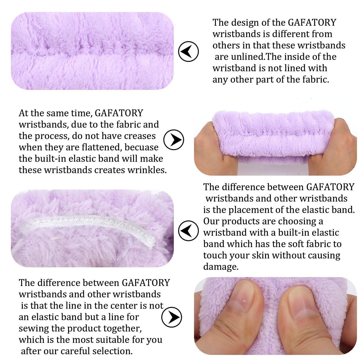 GAFATORY 6Pcs Purple Sponge Spa Headbands for Women Wristbands Hair Scrunchies Set Makeup Headband for Facewash Skincare Soft Mother Gift with Daughter Gift Set with Girl Friend