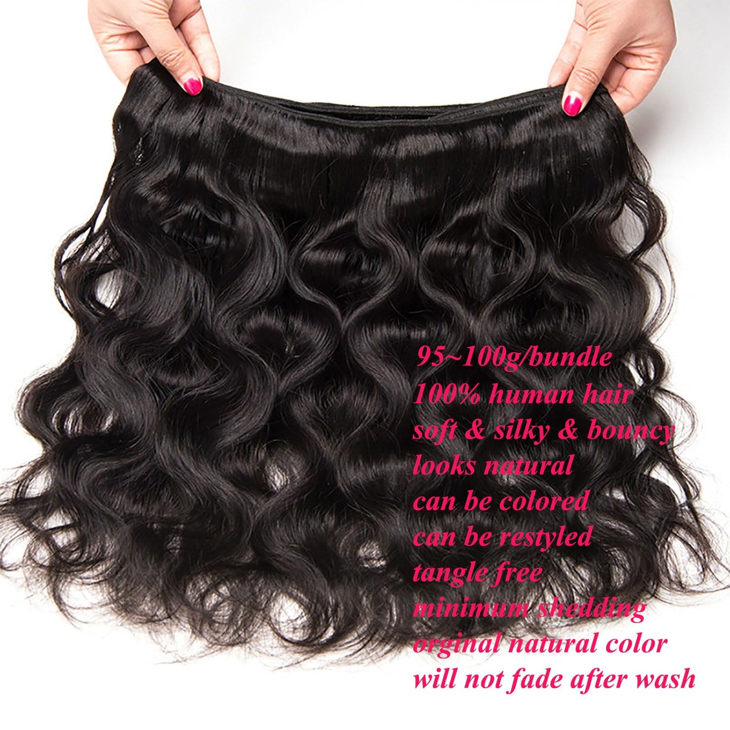 huarisi 20 Inch Body Wave Bundles Human Hair 1 Bundle 100% Unprocessed Brazilian Virgin Hair Bundles Double Weft Wavy Hair Weave Single Bundles Human Hair Natural Color