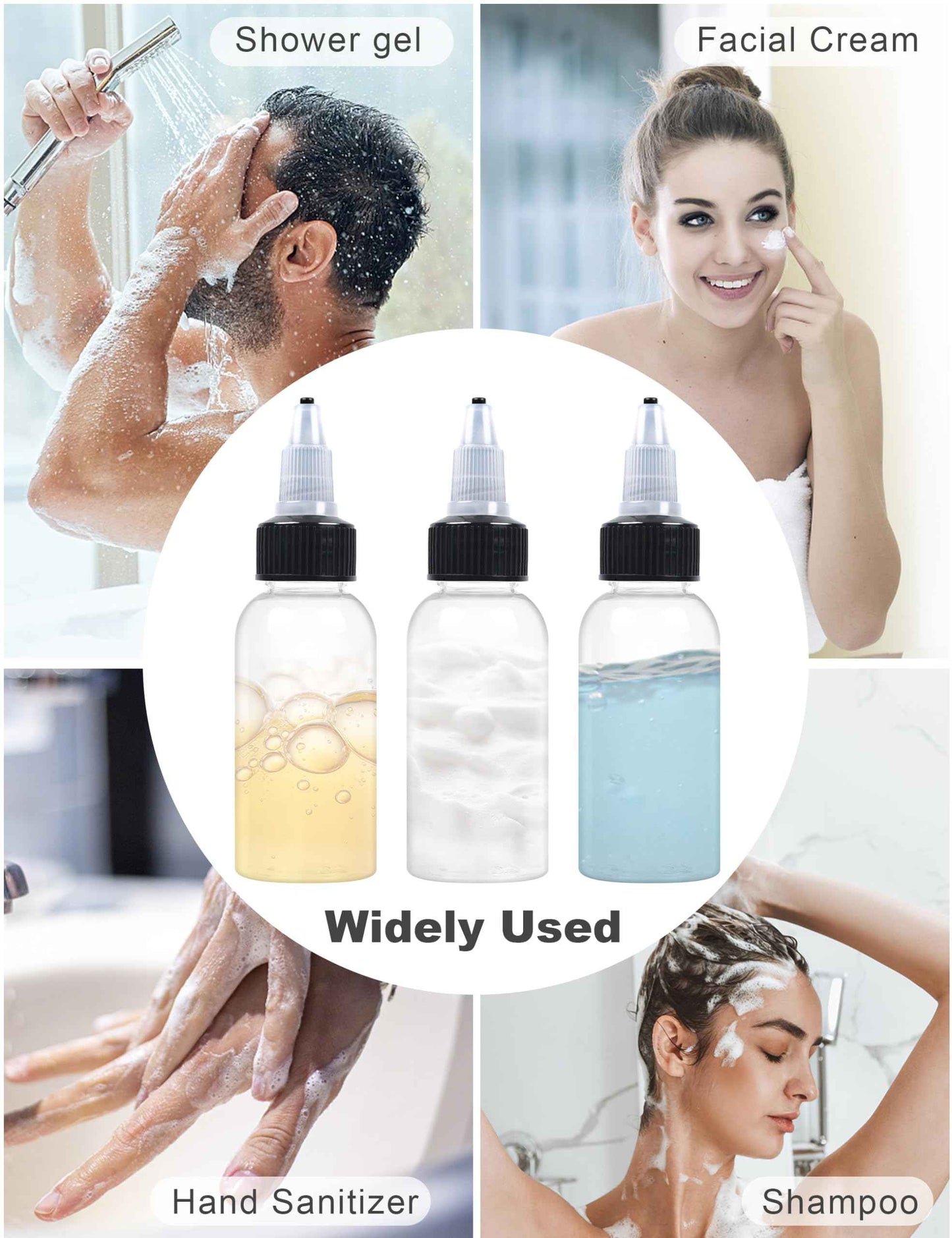 EOSAU 6 Pcs 1oz Plastic Squeeze Bottles with Twist Top Cap, 30ml Clear Dispensing Bottles, Empty Squirt Bottle for Liquids, Sauces, Arts, Crafts, Travel