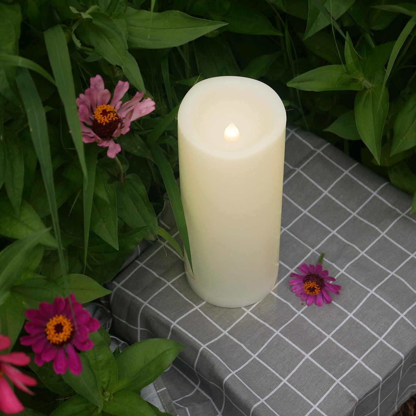 1 Pack Waterproof Outdoor Flameless Candle with Timer Large 4” x 10” Battery Operated Electric LED Pillar Candle for Gift Home Décor Party Wedding Supplies Garden Halloween Christmas Decoration