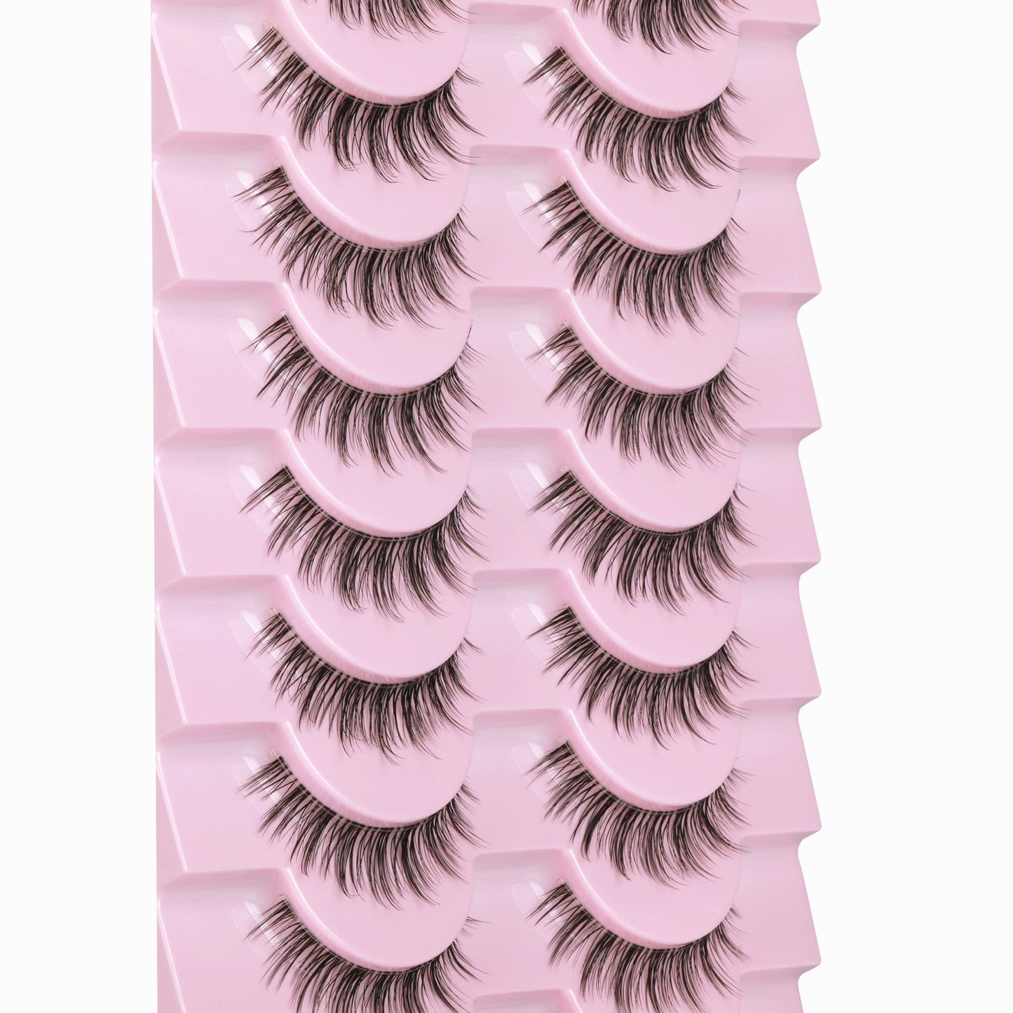 Natural Lashes with Clear Band False Eyelashes Pack 10 Pairs Fluffy Wispy False Lashes Natural Look 14MM Fake Eyelashes that Look Like Extensions