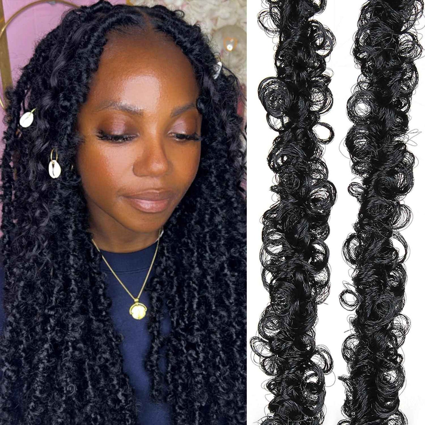 24 Inch Distressed Butterfly Locs Crochet Hair, 8 Packs Thick Distressed Locs Crochet Hair Long Black Butterfly Jumbo Loc Pre Looped Light Weight(24Inch - 8Pack, 1B)