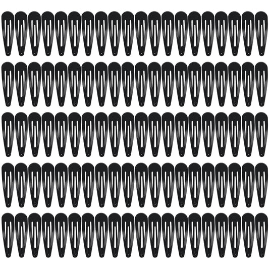 100Pcs Snap Hair Clips, Sublaga 2 Inch Bend Hair Clips, Metal Barrettes, No Slip Cute Solid Candy Color Hair Accessories for Girls, Women, Kids Teens or Toddlers (100pcs Black)