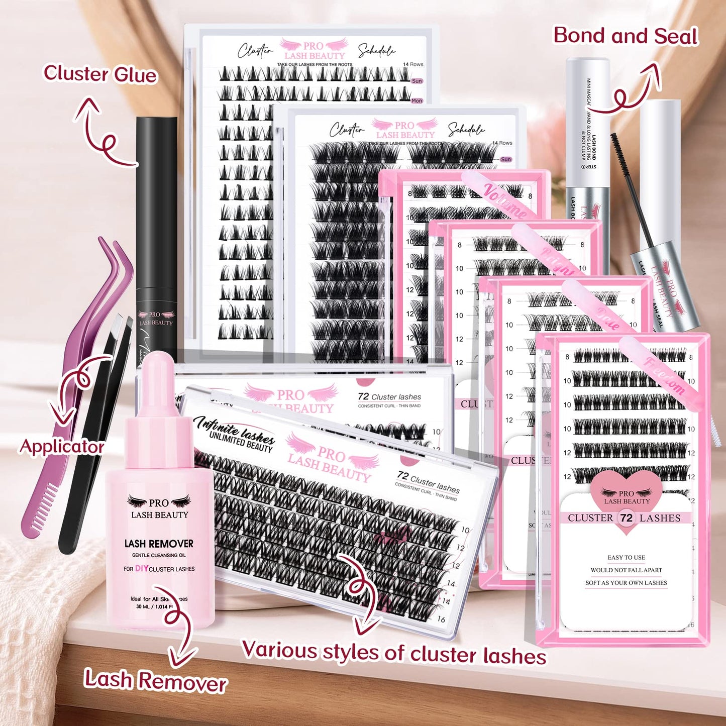 Cluster Lashes, 72 Pcs Individual Lashes, Lash Clusters DIY Eyelash Extension, Super Thin Band Reusable Soft & Comfortable (Freedom-D-8-16mix)