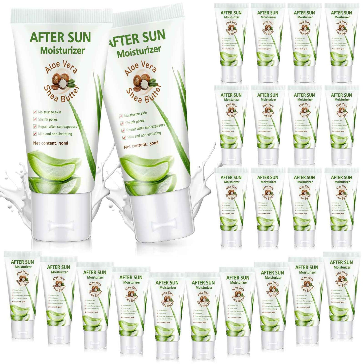 Dansib 24 Pcs After Sun Lotion Mini Aloe Vera Lotion Bulk Travel, 1 oz Travel Size Aloe Vera Skin Moisturizer Organic Mini Sunscreen Bulk Party Favor Moisturizing for Face and Body