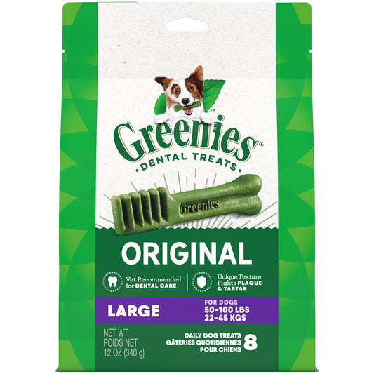 Greenies Original Large Natural Dental Care Dog Treats, 12 oz. Pack (8 Treats)