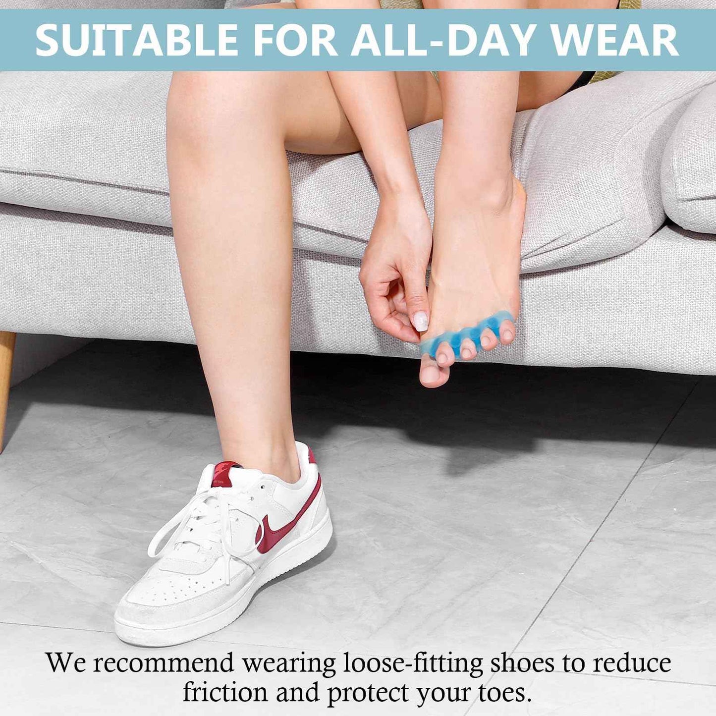 sundpik 2PCS Toe Separators for Women and Men, Gel Toe Spacers for Pedicure and Foot Alignment, Comfortable Foot Care for Bunions and Overlapping Toes