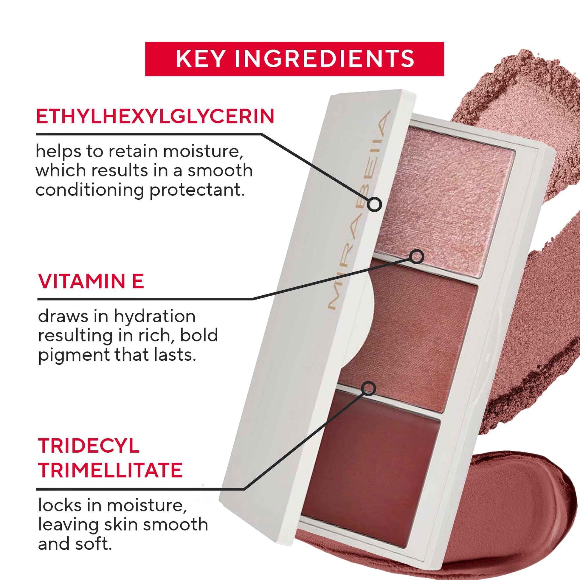 MIRABELLA - Spellbound Pro Face Trio Powder and Cream Blush Palette with Powder Highlighter & Cream Blush, Lightweight Buildable 3-in-1 Highlighters Makeup for a Sculpted Look, All Skin Types