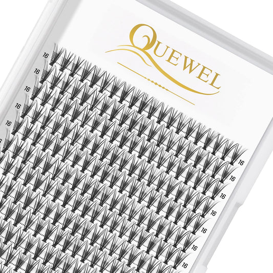 QUEWEL Cluster Lashes 240Pcs Individual Lashes 20D 0.07C Curl 16mm Knot-Free Lash Extensions Clusters Lashes Soft&Natural False Eyelashes Individual DIY Eyelash Extension at Home(20D 0.07C 16)