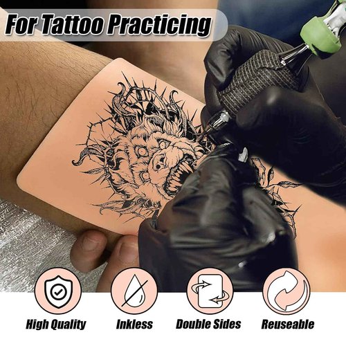 40Pcs Tattoo Skins with Transfer Papers - YONGDA 20Pcs Fake Skin Tattoo Practice Skins Double Sides and 20Pcs Thermal Stencil Papers for Beginners and Artists Tattooing Supplies
