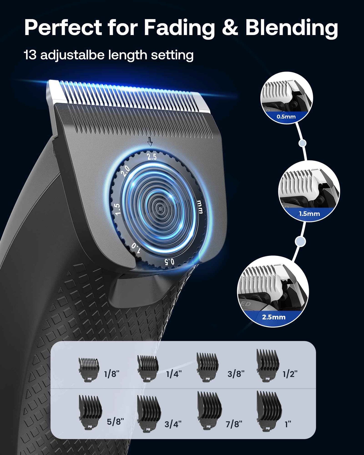 GLAKER Clippers for Hair Cutting - Cordless 2 in 1 Versatile Hair Trimmer with 8 Guards,Professional Barber Kit for Barbershop, Ideal Gift for Men