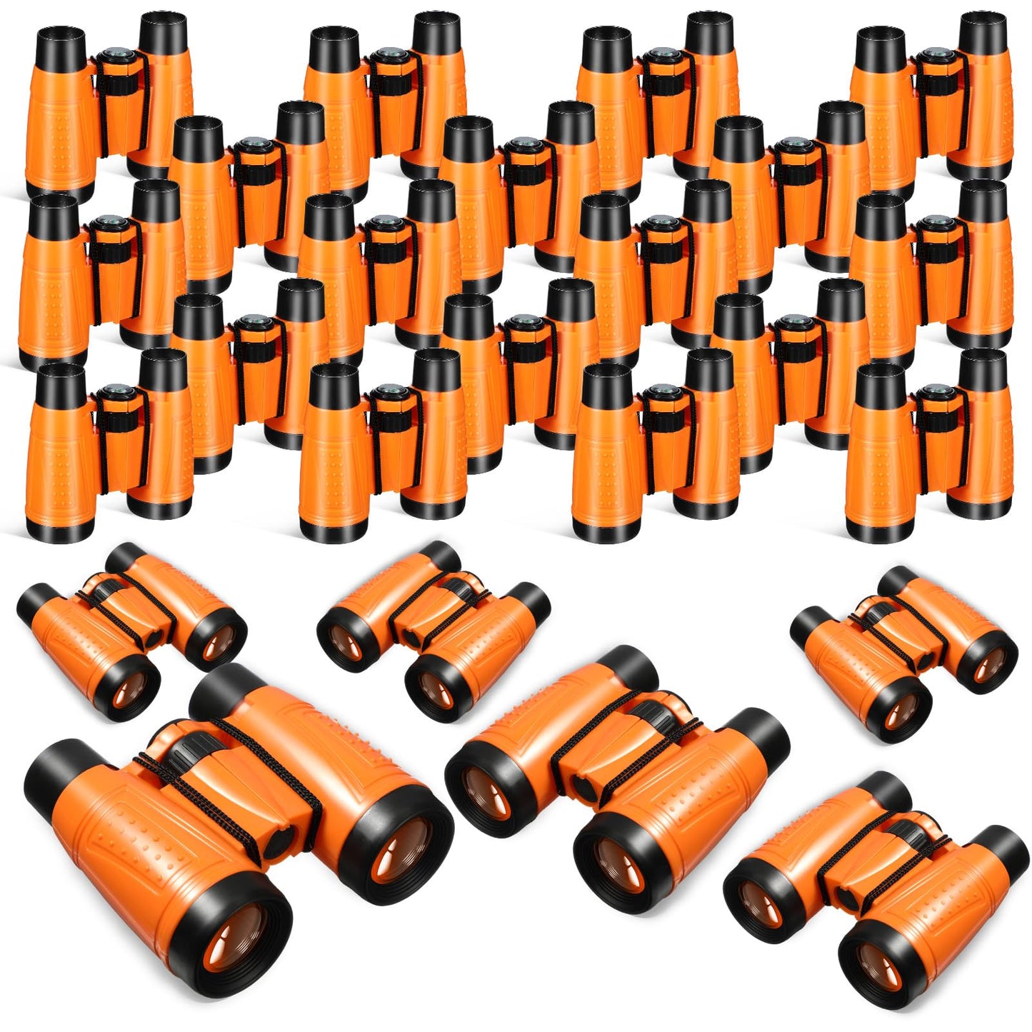 Libima 24 Pcs Binoculars for Kids Educational Compact Kids Binoculars with Neck String Toddler Binoculars for Boys Girls Learning Bird Watching Camping Hiking Travel Safaris Birthday Gifts (Orange)