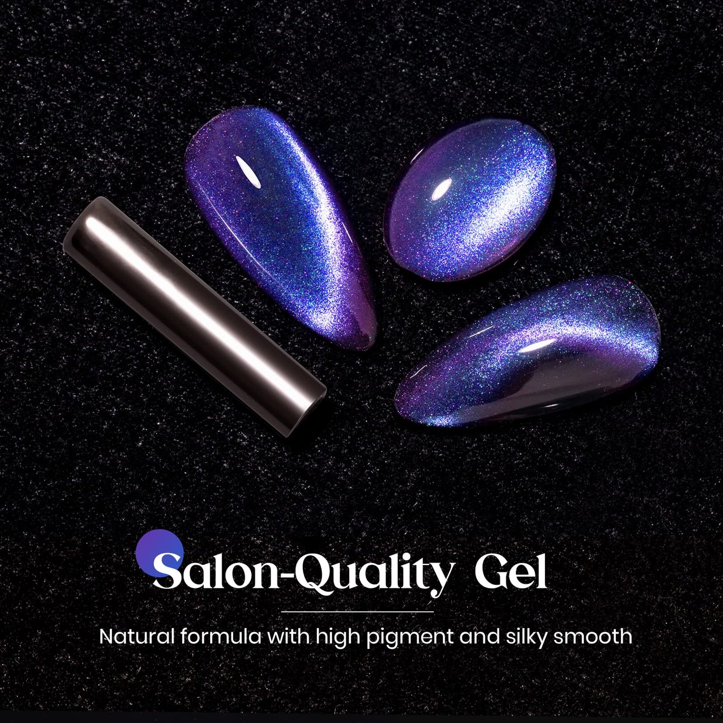 MIZHSE 9D Cat Eye Gel Nail Polish 10ml, Holographic Galaxy Cateye Magnetic Nail Polish Gel, Magic Chameleon Manicure Set(Blue)