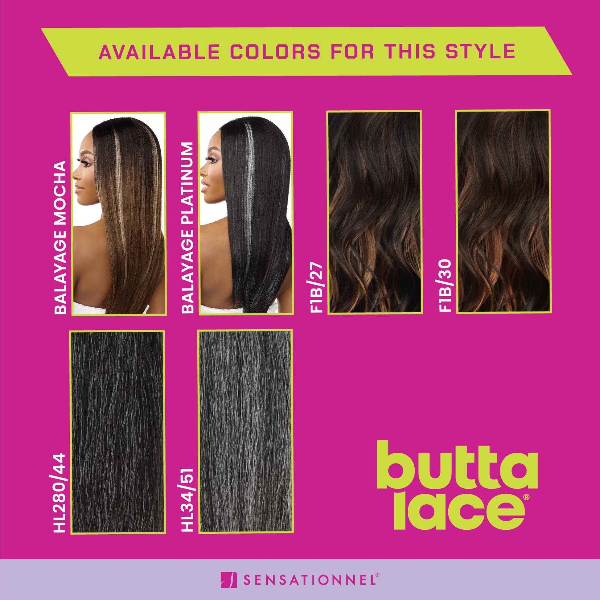 Sensationnel Butta Lace Wigs - Velvet Flow Unit Extra Wide 5 Inch Deep Parting Synthetic Preplucked Hairline Glueless Lacefront (1B OFFBLACK)