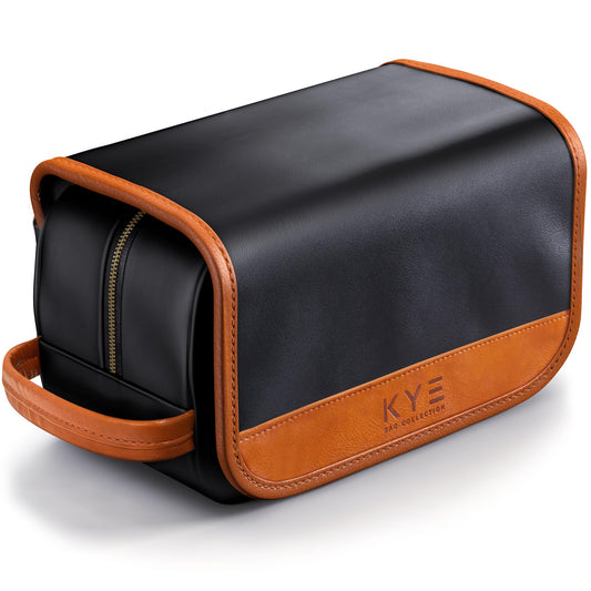 KYE Bag Collection Leather Hanging Travel Toiletry Bag for Men with Removable Cover and Hanging Hook - Dopp Kit for men - Makeup Bag Organizer for Women for all your Travel Essentials