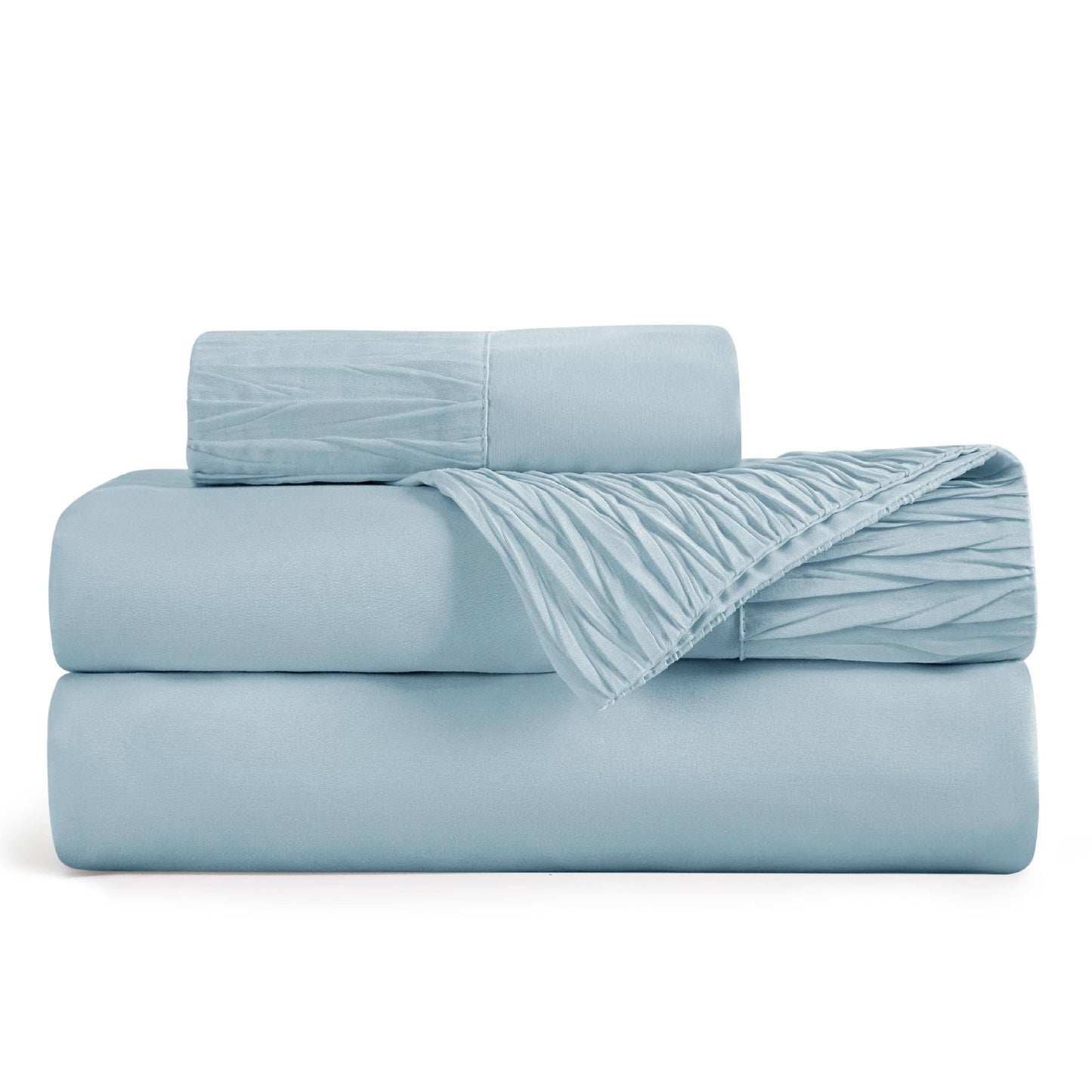 Bedsure Twin Sheets Set - Soft Twin Bed Sheets, 3 Pieces Hotel Luxury Sky Blue Sheets Twin, Easy Care Polyester Microfiber Cooling Bed Sheet Set