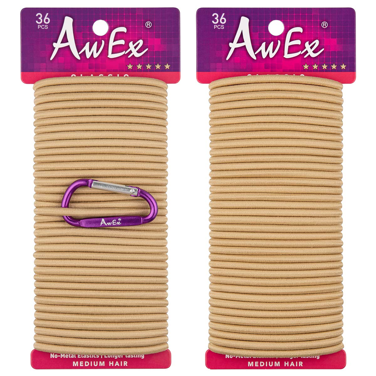 AwEx Strong Blonde Hair Ties - 72 PCS 4 mm Regular Loop - Gold Hair Bands - No Metal Hair Elastics -No Pull Ponytail Holder