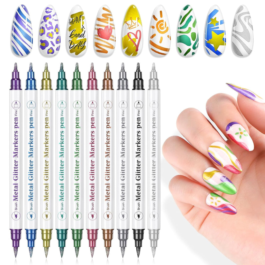 Saviland 12 Colors Nail Art Pens Set - 3D Nail Polish Pens Acrylic Paint Pens Nail Markers for Nail Art Drawing Painting Nail Point Dotting Liner Pen Manicure Tools Nail Design Kit Home Nail Salon DIY