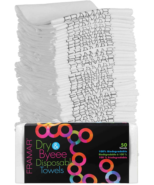 FRAMAR Biodegradable Salon Towels for Hair Stylist – Hair Towels for Women, Disposable Towel, Salon Towel, for Spa, Barber, Gym, Super Absorbent and Extra Soft – 50 Count