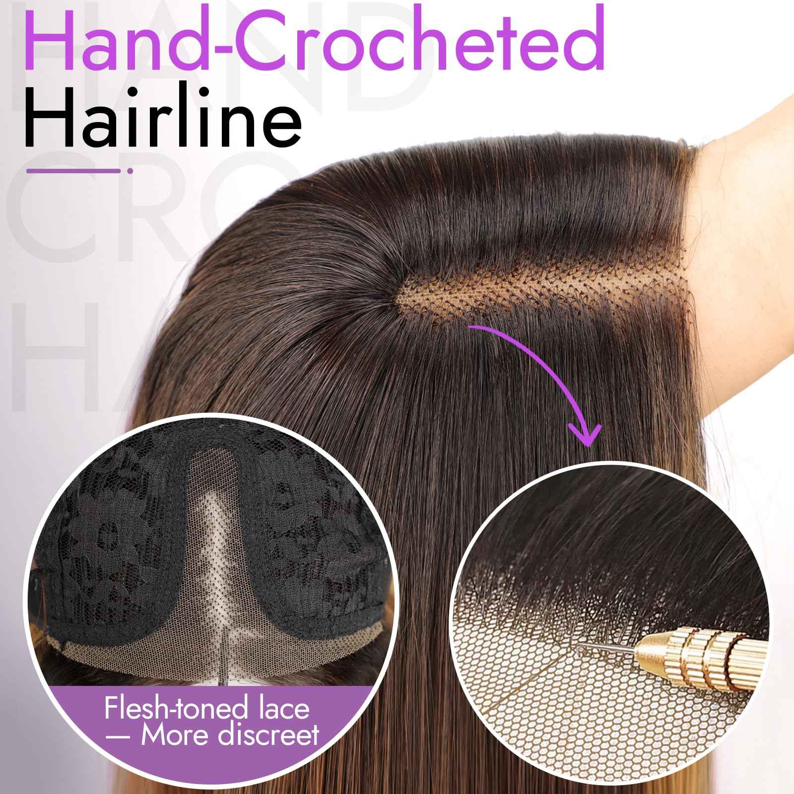 Starmo Ombre Light Brown With Blonde Short Wavy Bob Glueless Synthetic Lace Front Wig for Women Pre Cut for Beginners Natural Hairline 14 Inch