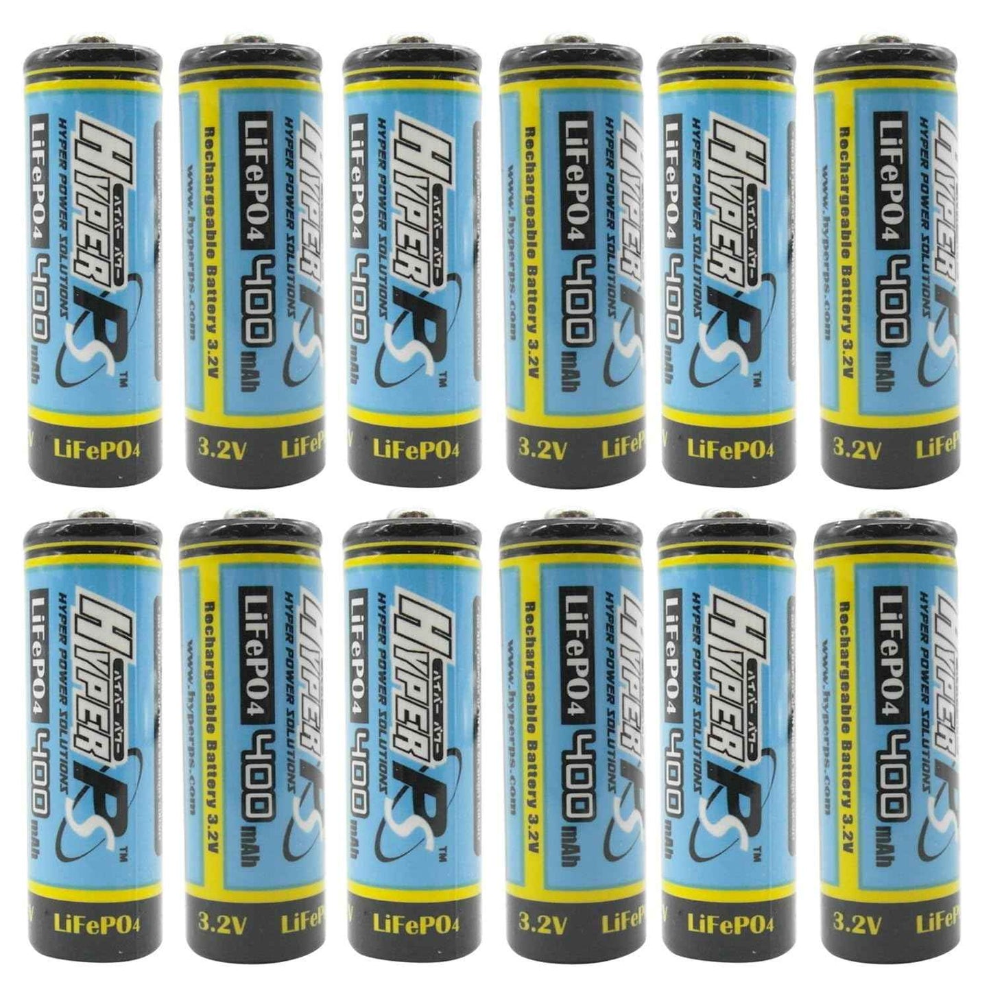 HyperPS 12 Pack 3.2V LiFePo4 14430 (14 x 43mm) 400mAh Rechargeable Battery for Solar Panel Light, Tooth Brush, Shaver, Flashlight