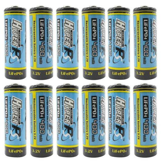 HyperPS 12 Pack 3.2V LiFePo4 14430 (14 x 43mm) 400mAh Rechargeable Battery for Solar Panel Light, Tooth Brush, Shaver, Flashlight