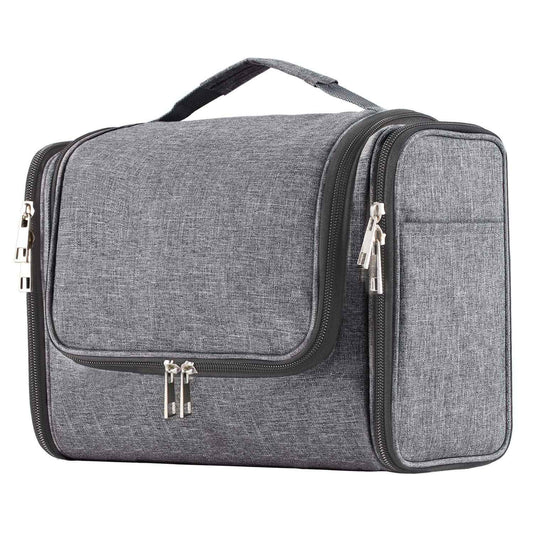Buruis Large Capacity Toiletry Bag for Women and Men, Hanging Toiletry Organizer Cosmetics Makeup Bag, Water-resistant Dopp Kit Shaving Bags for Full Sized Toiletries, Travel Essentials (Oxford Gray)